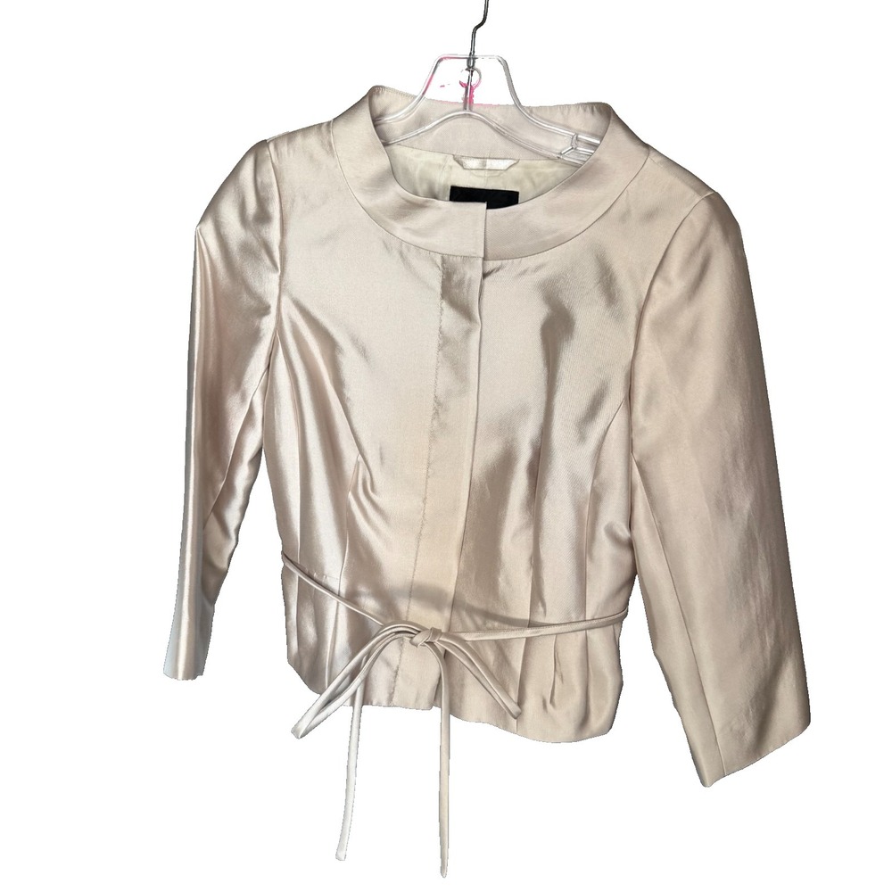 Coast Blazer Womens 12 Ivory Career Wedding Silk Blend Classy Peplum 510